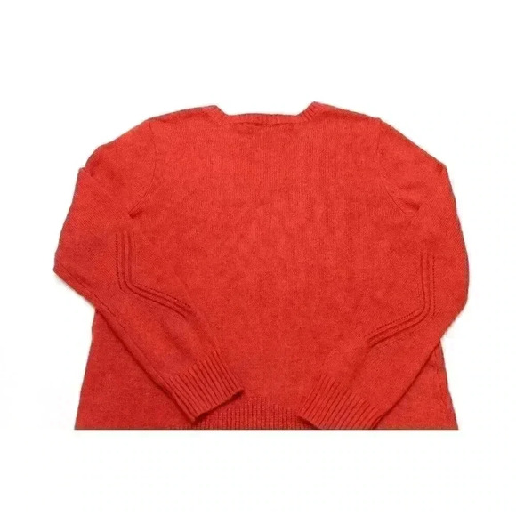 Soft Surroundings Large Burnt Orange Pointelle Knit V-Neck Everest Sweater Knit - Picture 11 of 12